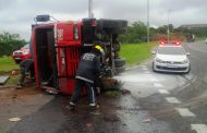 Truck overturns leaving 2 injured on Spine Road near Westville Prison 