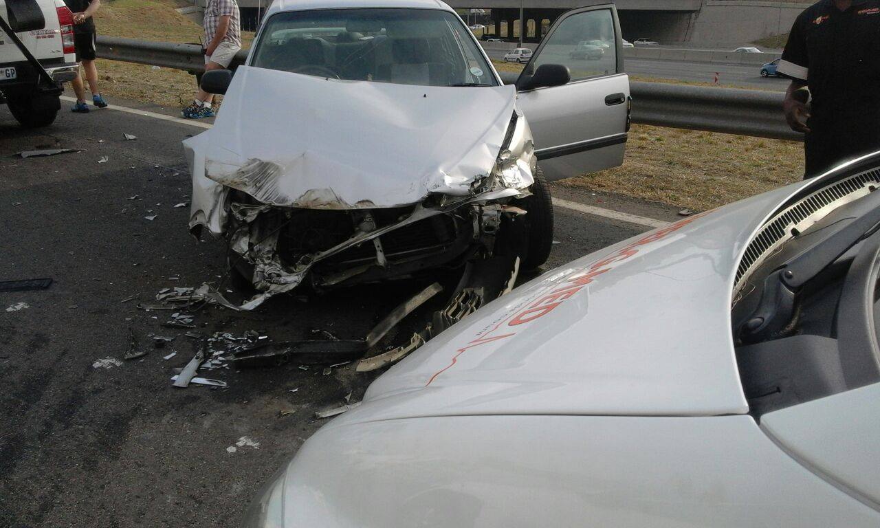 Collision on the N1 South at the Malibongwe offramp, Randburg.