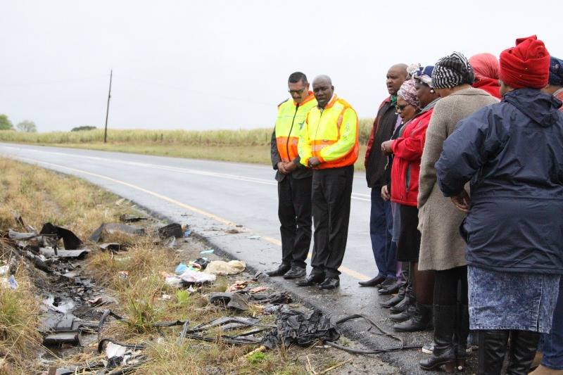 Scene inspection of horror crash on main road P68 between St. Faith's and Highflats.