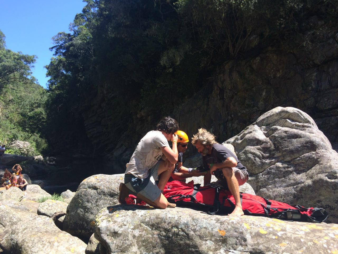 Helicopter rescue from Drupkelder rock pools close to Jubilee Creek in Rheenendal