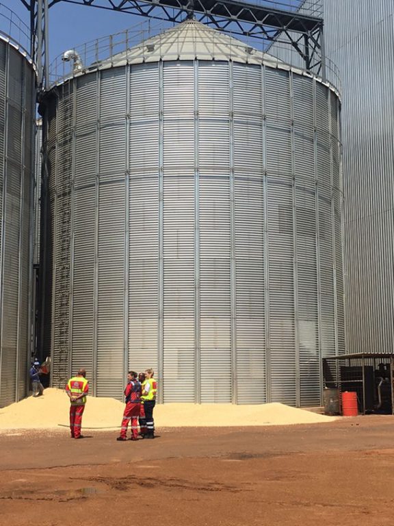 Man found dead in grain silo.