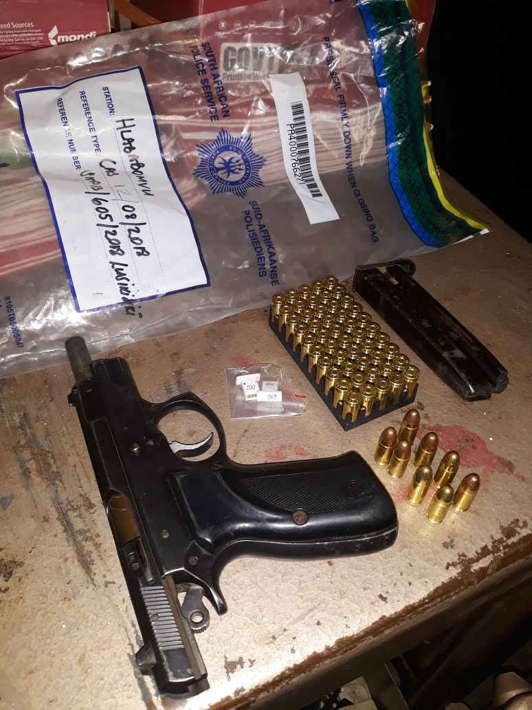 A 55-year-old man arrested for possession of unlicensed firearm, ammo and for possession of dagga