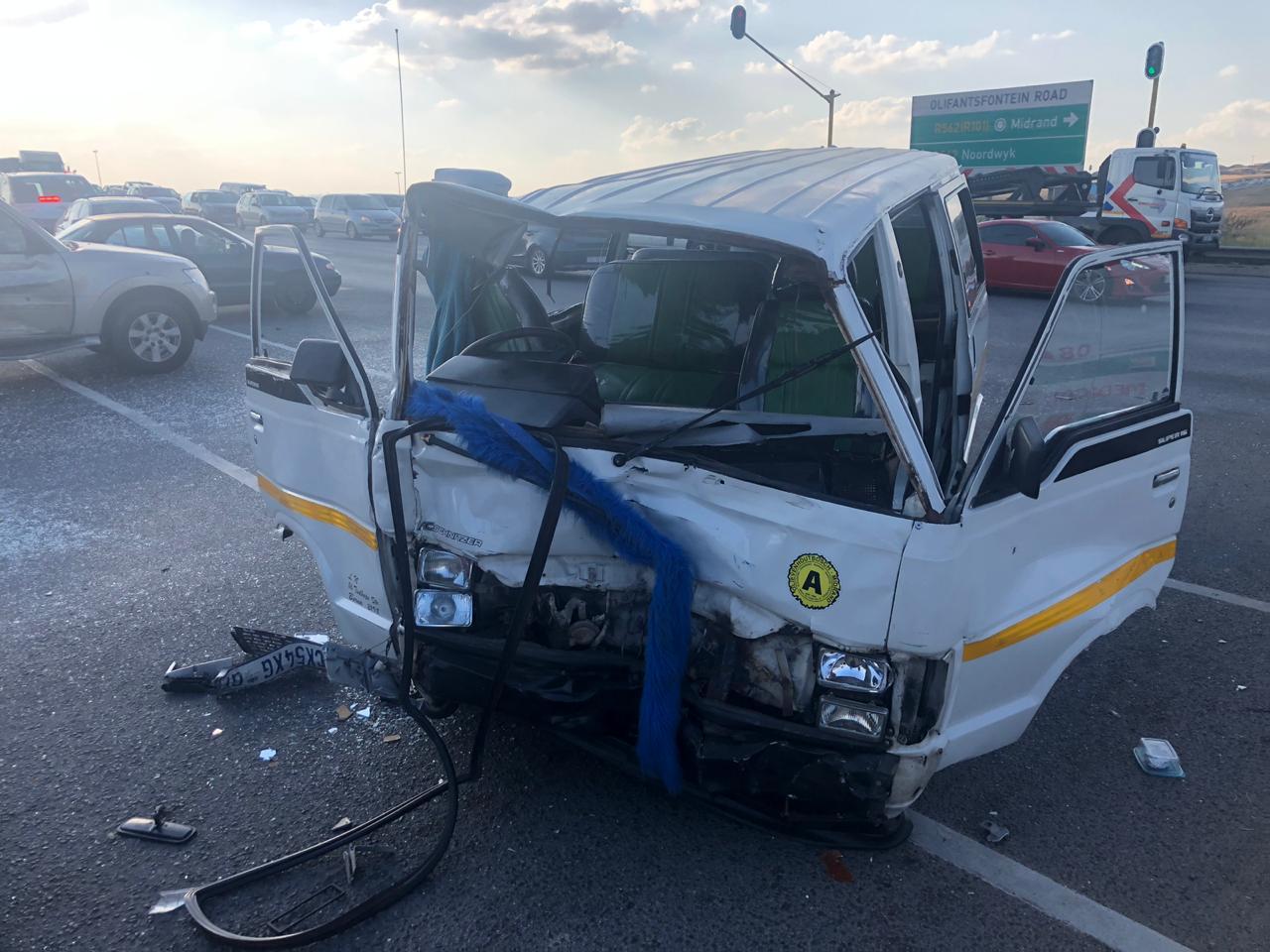 Two taxis and a car collide in Midrand