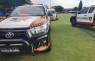 Paramedics attend to injuries at a sports event in Kempton Park