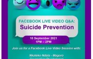 Facebook LIVE Video focuses on Suicide Prevention on Friday 10 September from 1pm - 2pm