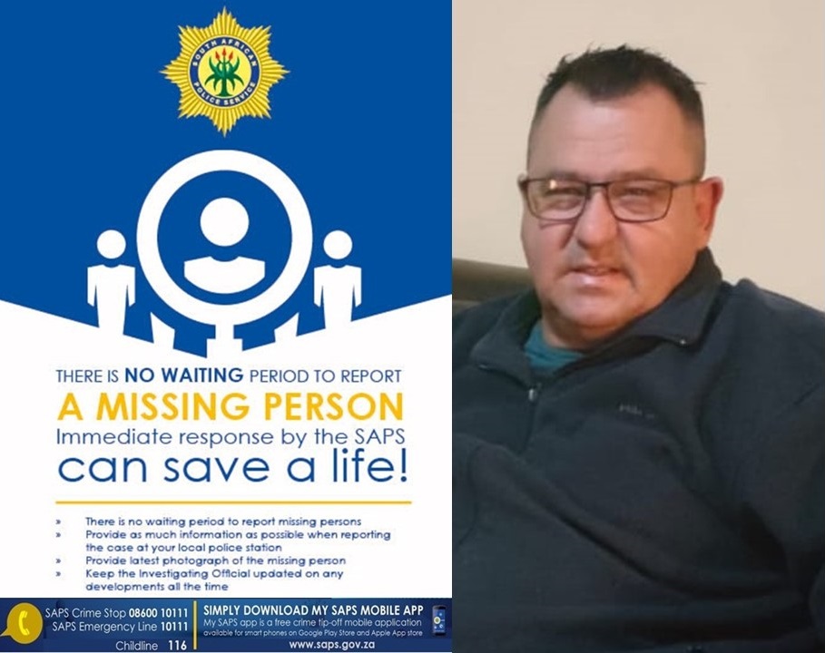 Search for missing Desmond Share (53) from Hartenbos near Mossel Bay