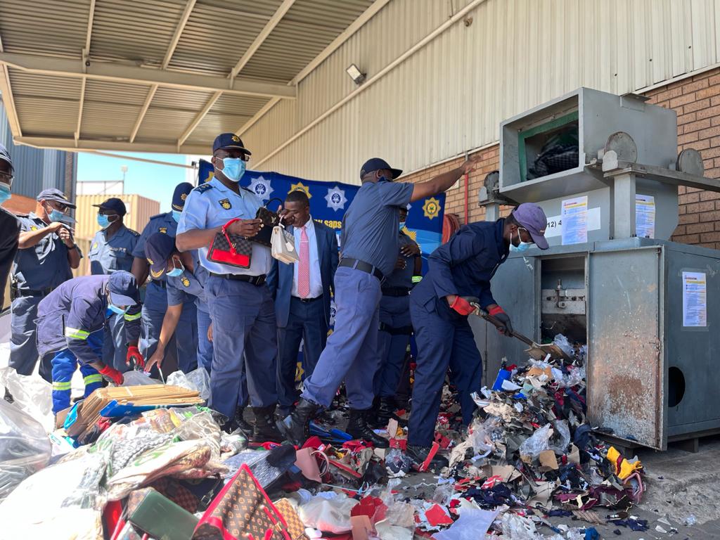 Counterfeit goods destructed in Gauteng Industrial Estate, Clayville