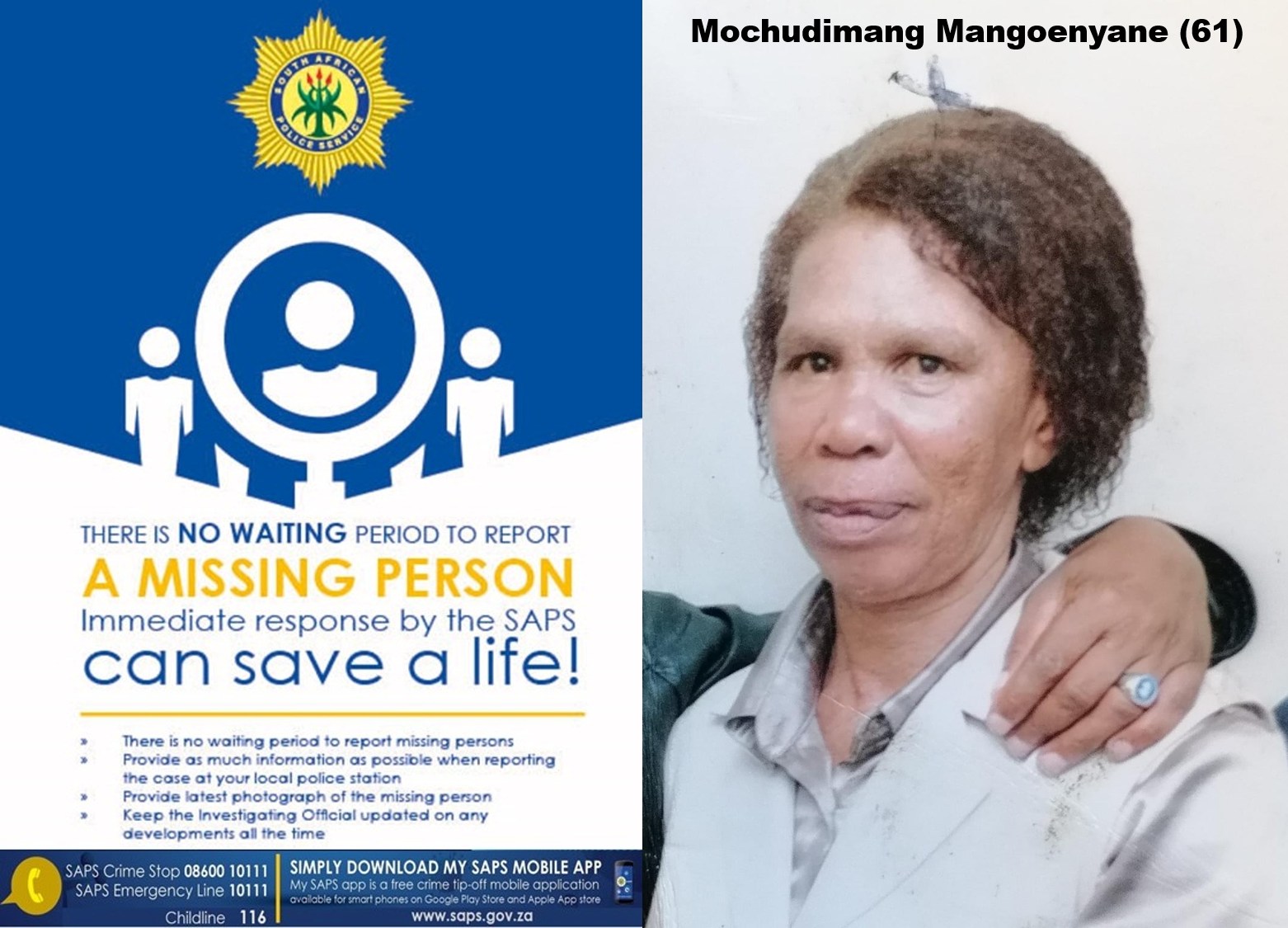 Help find missing granny from Silver City in Bloemfontein