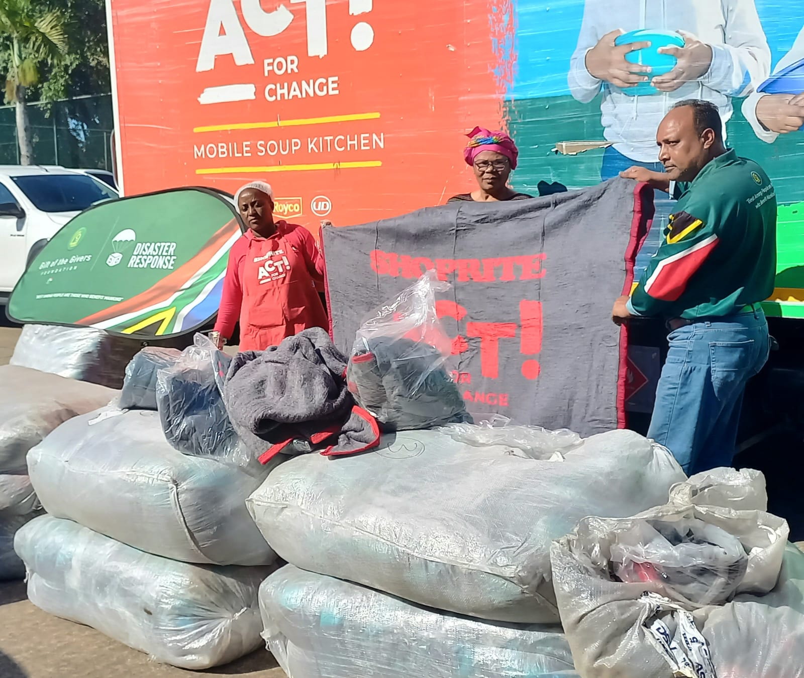 Gift of the Givers received 200 blankets from Shoprite South Africa and Checkers for displaced residents from the tornado on Monday