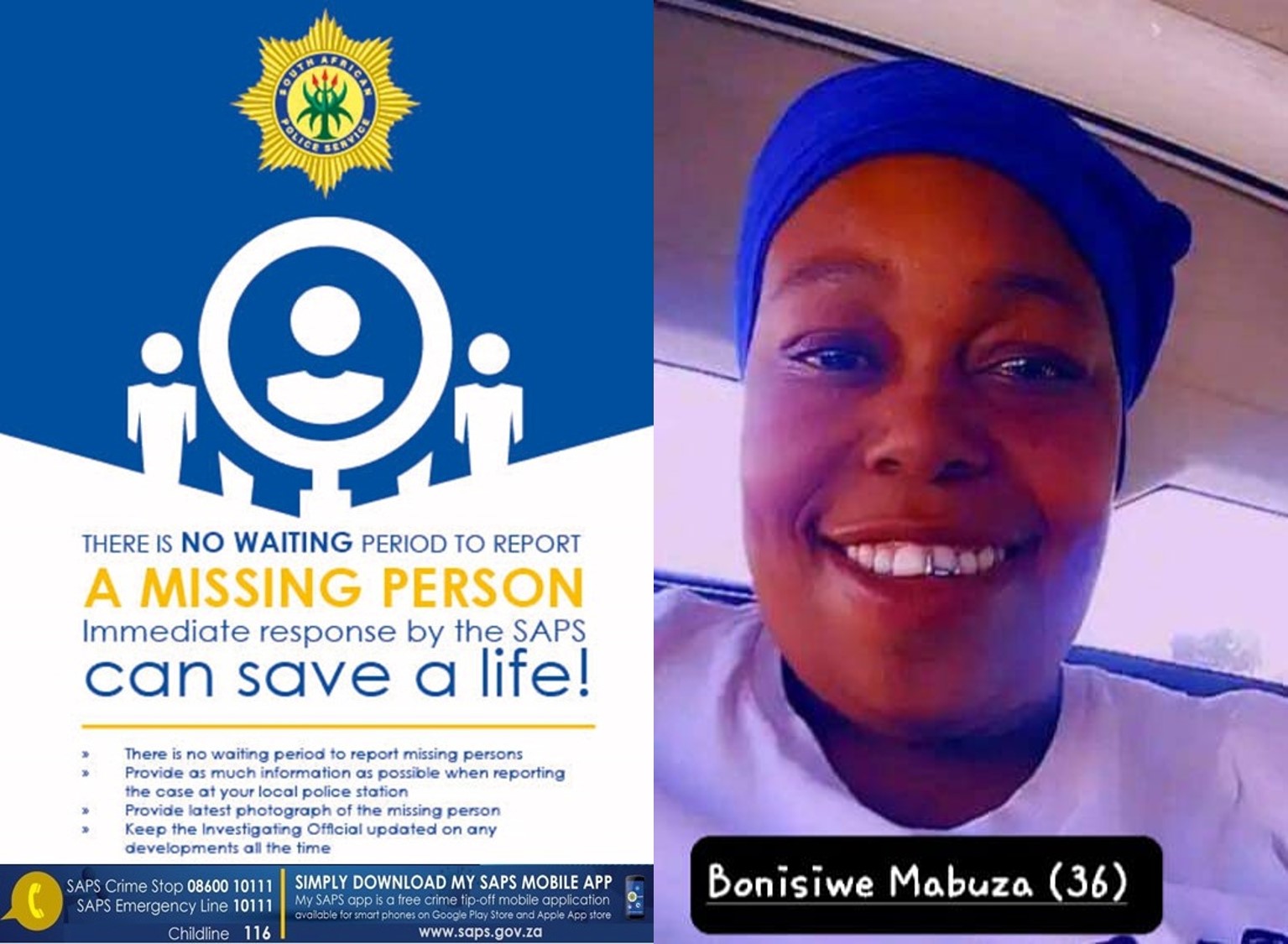 Public assistance needed in reuniting Bonisiwe Mabuza (36) with her family