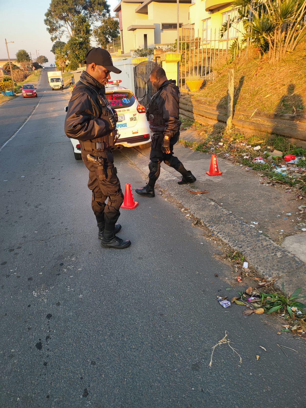 Fleeing hijackers fired shots at a pedestrian in Trenance Park