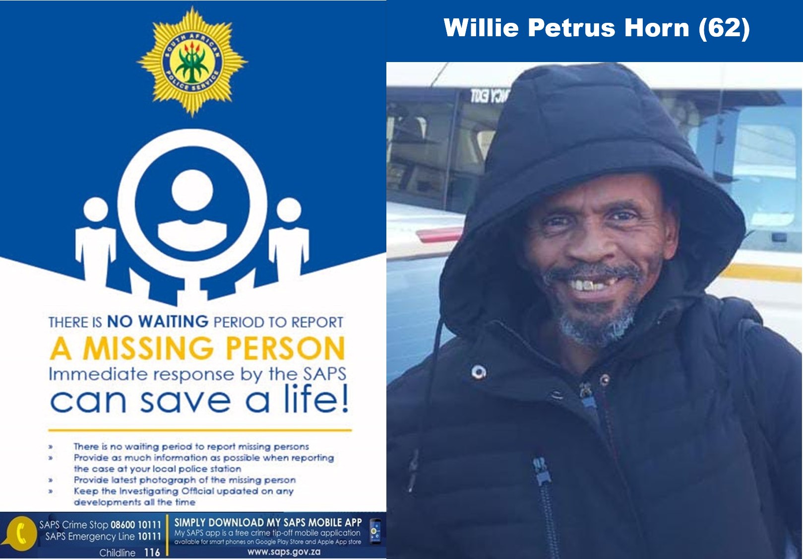 Missing 62-year-old male sought in Gqeberha