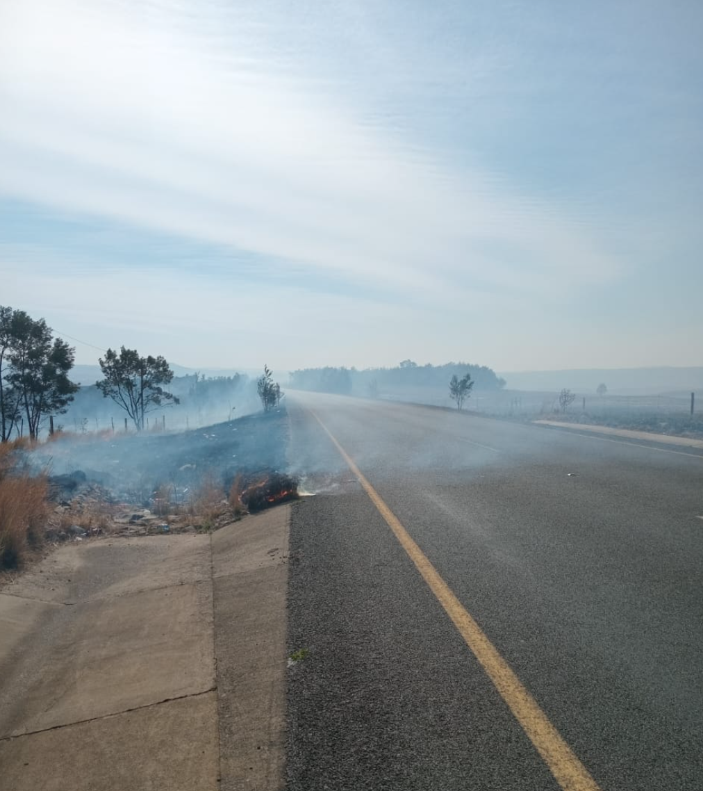 Reports of a wildfire on the R56