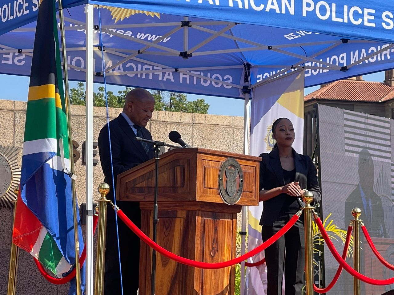 The Minister of Police, Mr Senzo Mchunu delivers the welcoming address at the National Commemoration Day