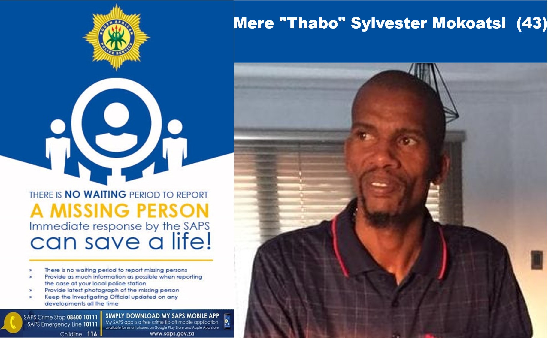 Help Mangaung SAPS find missing man