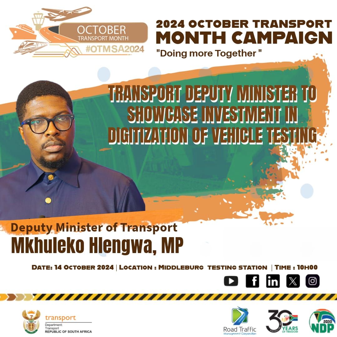 Transport Deputy Minister to showcase investment in digitization of vehicle testing