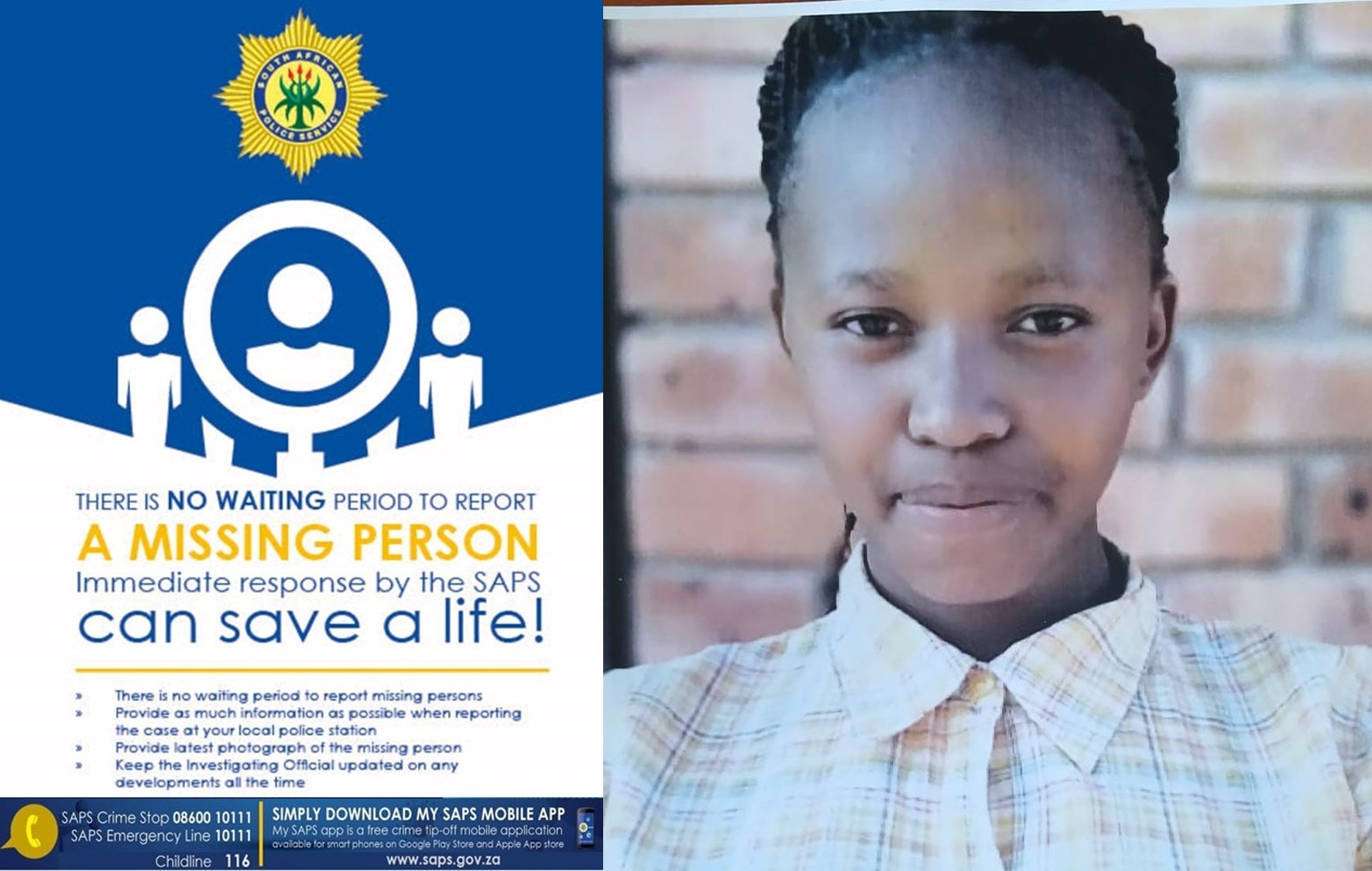 Help reunite missing Malebogo Mahlatse Paledi with her family