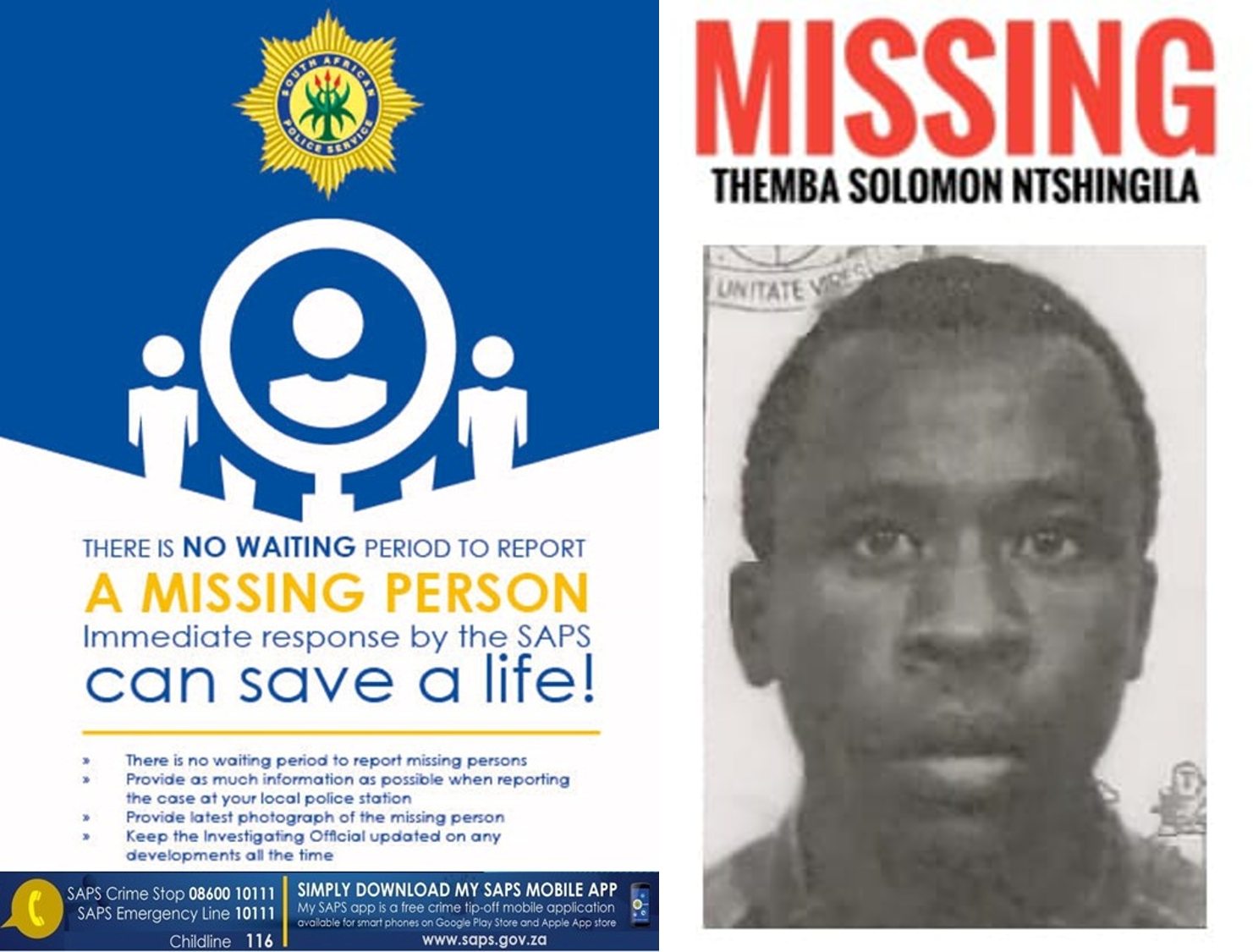 Help police locate Themba Solomon Ntshingila who went missing in Thabong