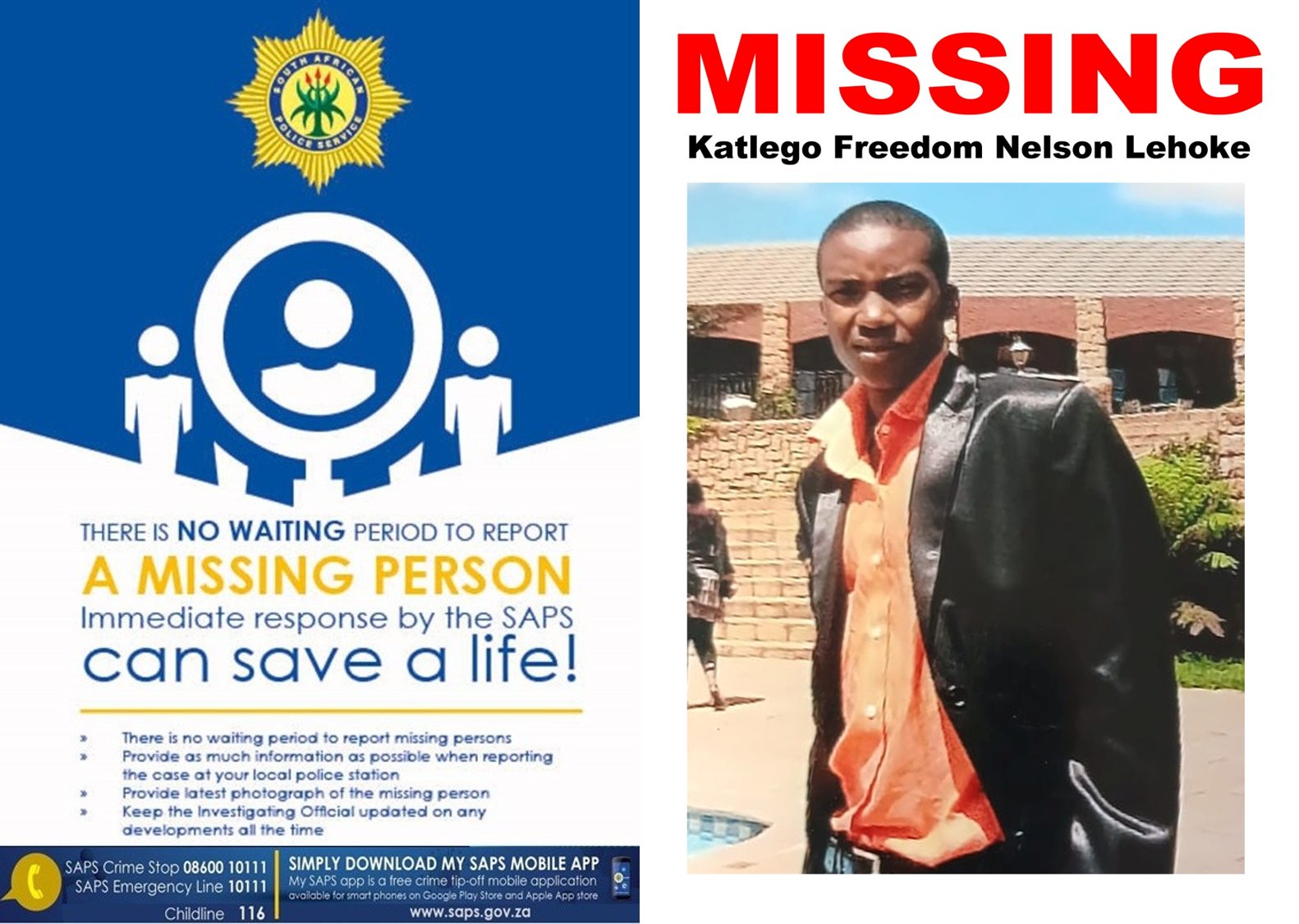 Help police find missing Katlego Freedom Nelson Lehoke