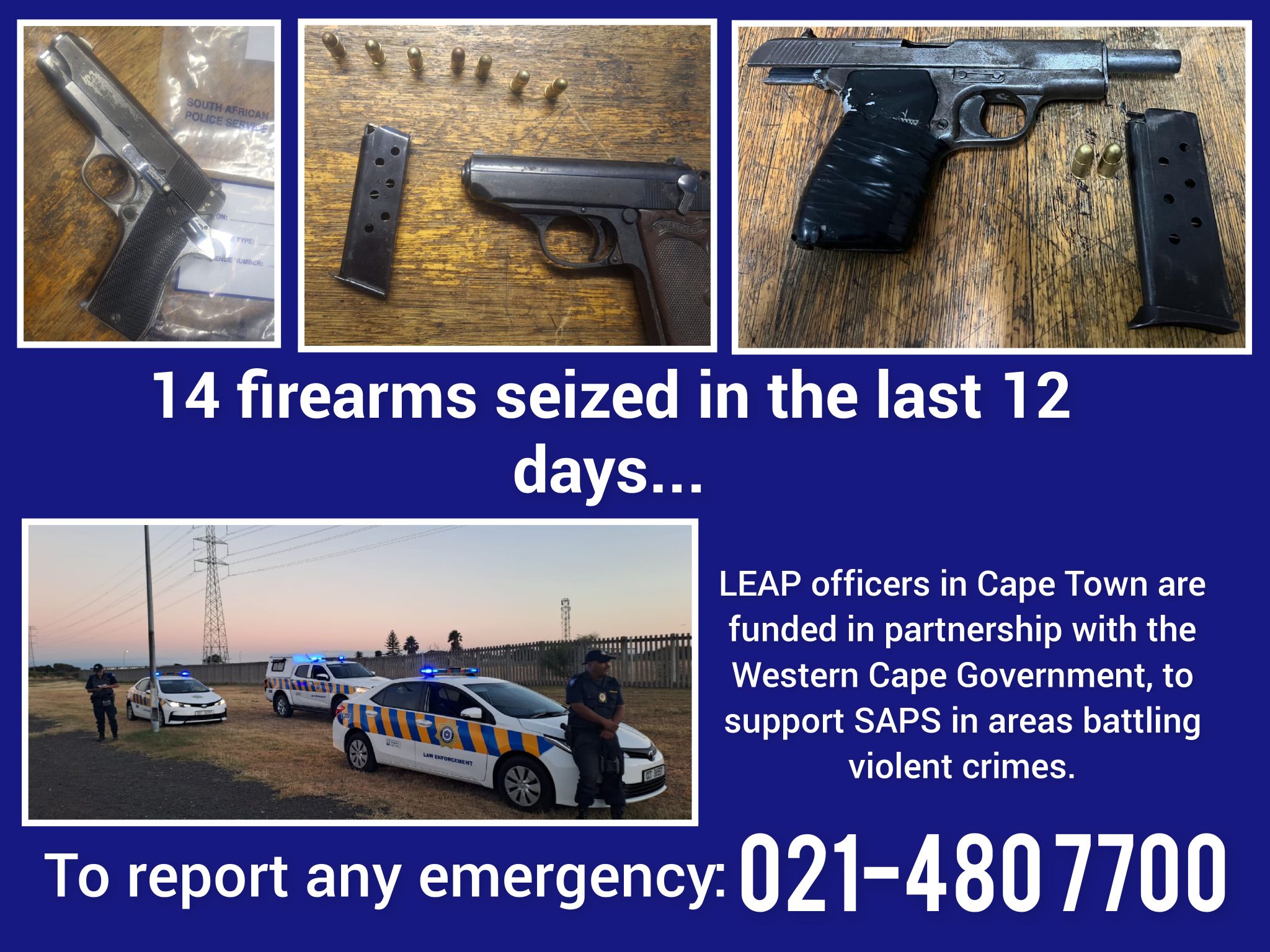 Already 14 firearms seized and removed from our communities in the Western Cape this year