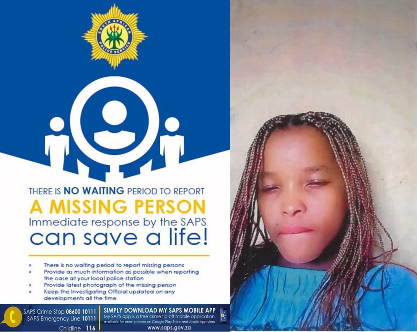 Police search for a 12-year-old missing girl at Mahwelereng precinct